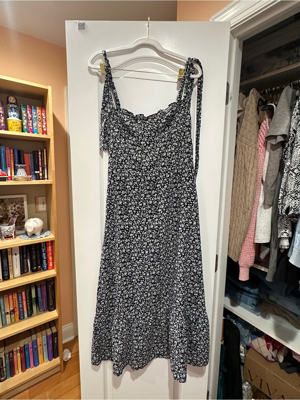 O.P.T Black and White Floral Tie-Strap Sundress
